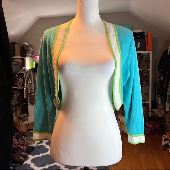 BOB MACKIE Open Front Cropped Bolero Shrug Sz Small - Picture 6 of 9